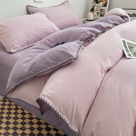 Cotton Bed in Three New Style Cotton Bed Sheet Bed Quilt Cover Student Dormitory Four-Piece - Cheese Taro