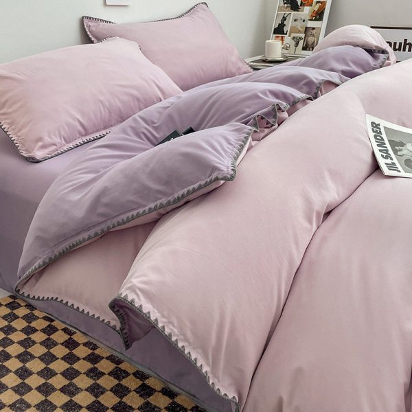Cotton Bed in Three New Style Cotton Bed Sheet Bed Quilt Cover Student Dormitory Four-Piece - Cheese Taro
