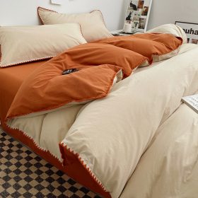 Cotton Bed in Three New Style Cotton Bed Sheet Bed Quilt Cover Student Dormitory Four-Piece - Cheese Caramel