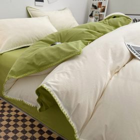 Cotton Bed in Three New Style Cotton Bed Sheet Bed Quilt Cover Student Dormitory Four-Piece - Cheese Ice Green