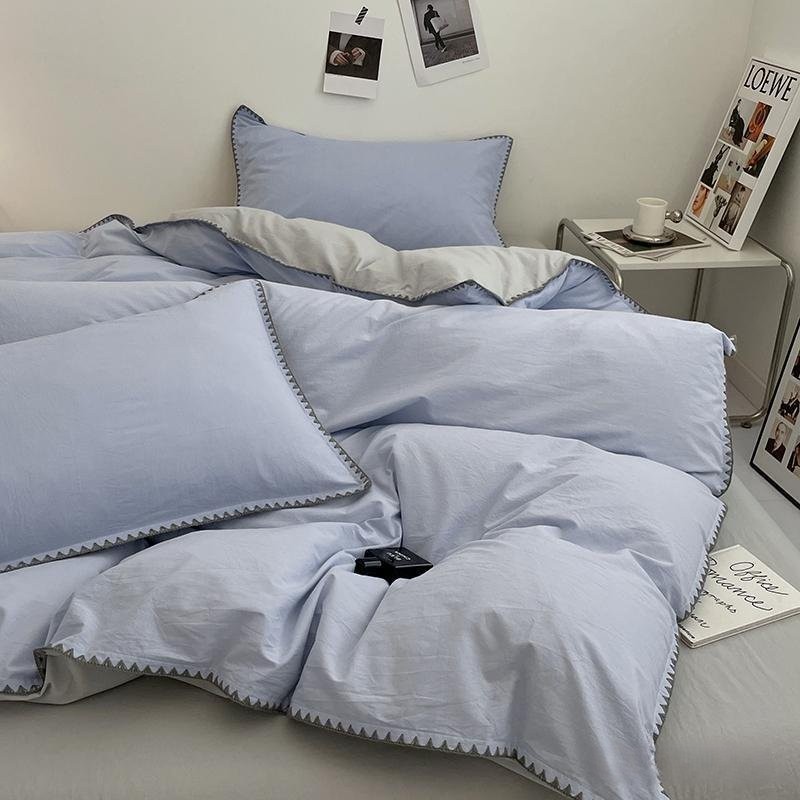 Cotton Bed in Three New Style Cotton Bed Sheet Bed Quilt Cover Student Dormitory Four-Piece - Cheese Mint - Image 4
