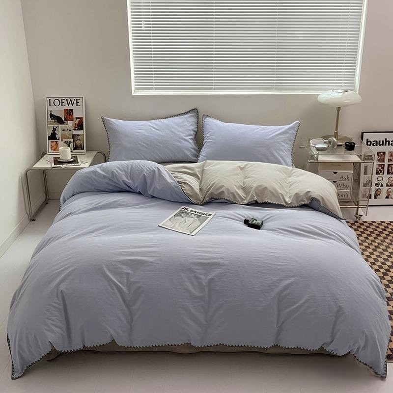 Cotton Bed in Three New Style Cotton Bed Sheet Bed Quilt Cover Student Dormitory Four-Piece - Cheese Mint - Image 2