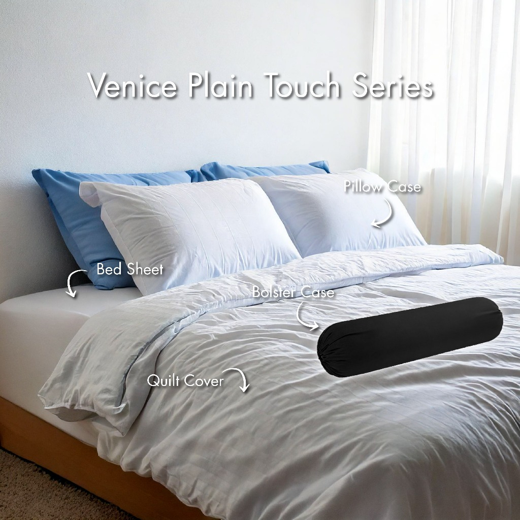 Lyfe Venice Plain Series Premium Bed Linen Bedsheet - Charcoal - Image 4