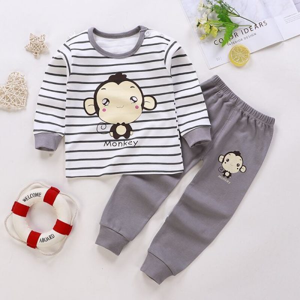 Kids Set Children Sleepwear Cloth Baby Nightwear Clothes Pajamas - Monkey