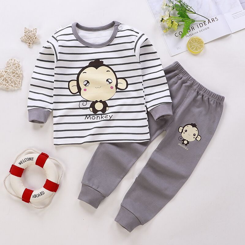 Kids Set Children Sleepwear Cloth Baby Nightwear Clothes Pajamas - Monkey - Image 1