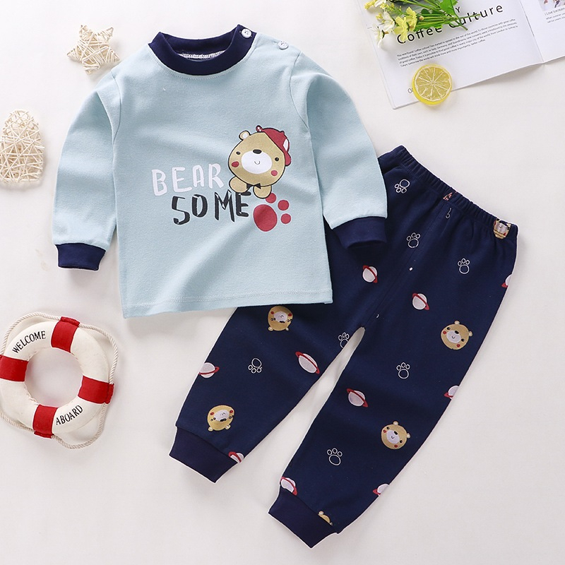 Kids Set Children Sleepwear Cloth Baby Nightwear Clothes Pajamas - Cute Bear - Image 1