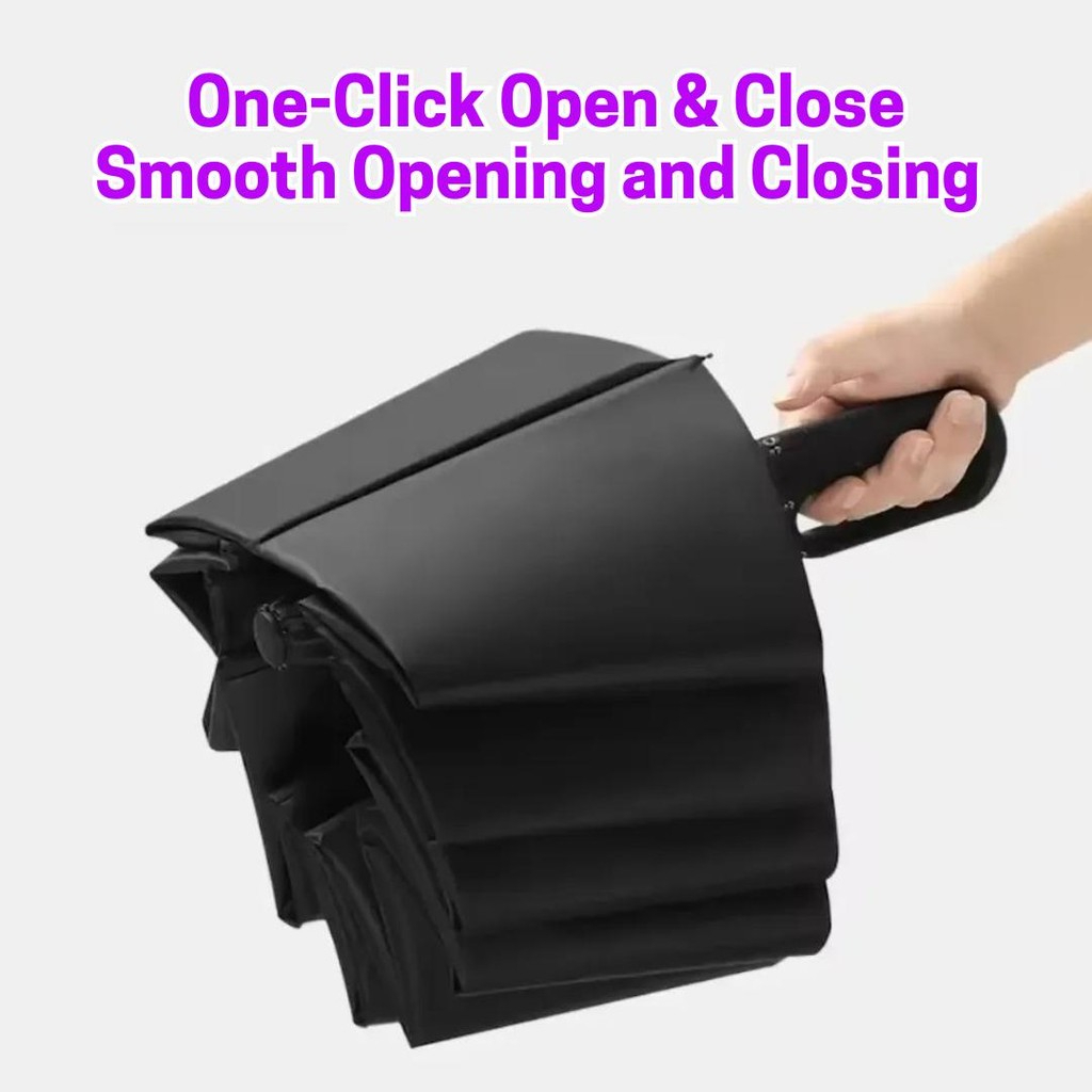 Large Folding Automatic Umbrella Large Size Sunshade Fully Umbrella Thickened Rubber Sunshade Ring Buckle - Black - Image 9
