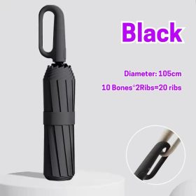 Large Folding Automatic Umbrella Large Size Sunshade Fully Umbrella Thickened Rubber Sunshade Ring Buckle - Black - Image 1