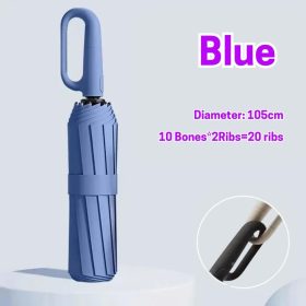 Large Folding Automatic Umbrella Large Size Sunshade Fully Umbrella Thickened Rubber Sunshade Ring Buckle - Blue - Image 1
