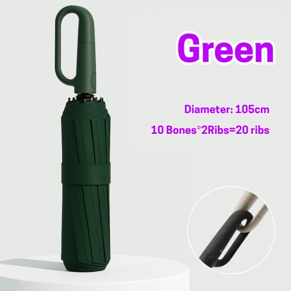 Large Folding Automatic Umbrella Large Size Sunshade Fully Umbrella Thickened Rubber Sunshade Ring Buckle - Green