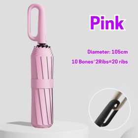 Large Folding Automatic Umbrella Large Size Sunshade Fully Umbrella Thickened Rubber Sunshade Ring Buckle - Pink - Image 1