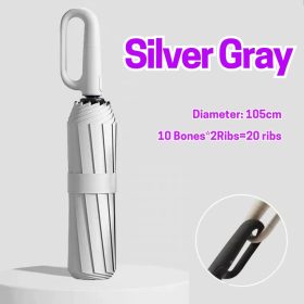 Large Folding Automatic Umbrella Large Size Sunshade Fully Umbrella Thickened Rubber Sunshade Ring Buckle - Silver Gray - Image 1