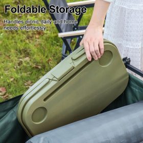 Foldable picnic basket, large capacity camping box, multi-functional camping storage box with table - Khaki - Image 3