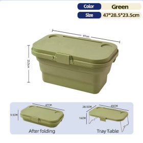 Foldable picnic basket, large capacity camping box, multi-functional camping storage box with table - Army Green
