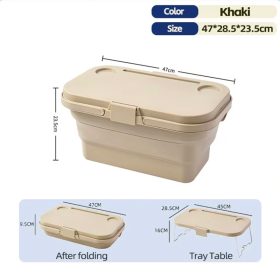 Foldable picnic basket, large capacity camping box, multi-functional camping storage box with table - Khaki