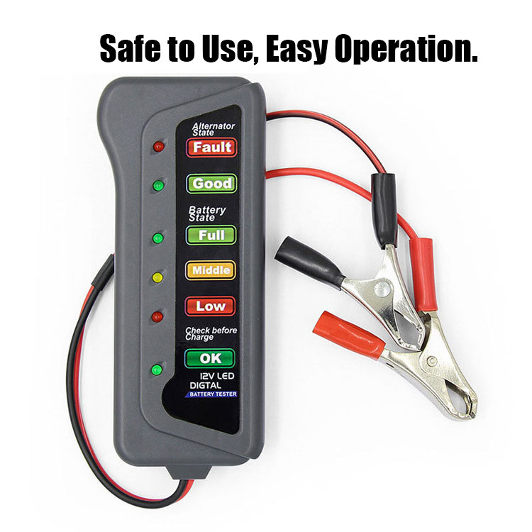 12V Car Battery Tester Digital Alternator 6 LED Lights Display Diagnostic Tool - Image 3