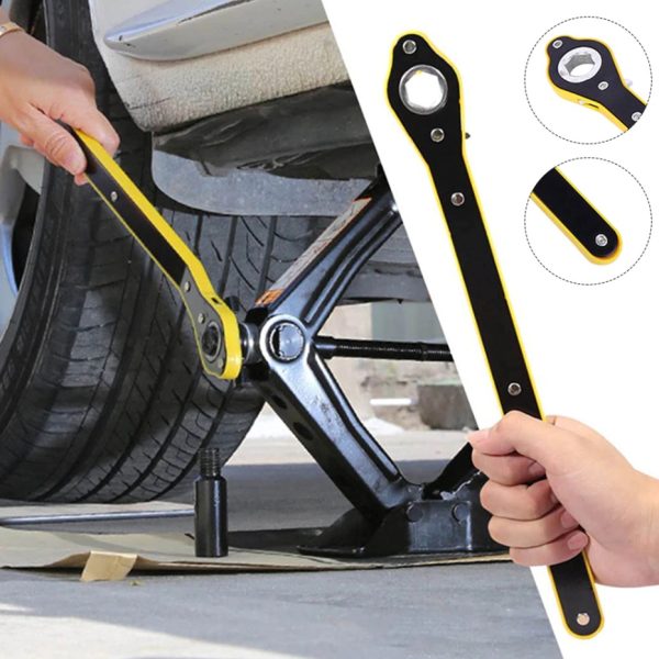 Car Scissor Jack Ratchet Wrench Garage Tire Wheel Lug Labor-saving Wrench Handle Repair Tool - Cross (+) Wrench