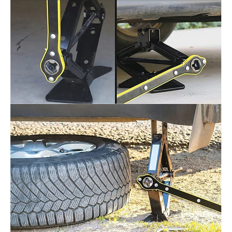 Car Scissor Jack Ratchet Wrench Garage Tire Wheel Lug Labor-saving Wrench Handle Repair Tool - Cross (+) Wrench - Image 6