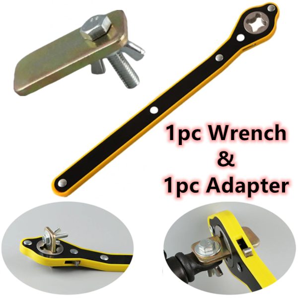 Car Scissor Jack Ratchet Wrench Garage Tire Wheel Lug Labor-saving Wrench Handle Repair Tool - Cross (+) Wrench and Adapter