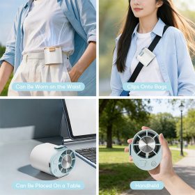 Portable outdoor waist-mounted fan waist clip fan multi-functional USB mini fan for Outdoor Commuting - Khaki - Image 11