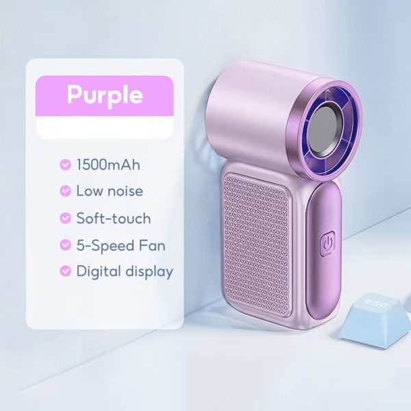 Portable outdoor waist-mounted fan waist clip fan multi-functional USB mini fan for Outdoor Commuting - Purple