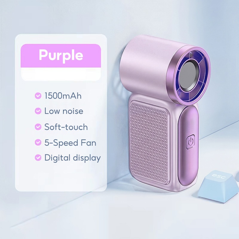 Portable outdoor waist-mounted fan waist clip fan multi-functional USB mini fan for Outdoor Commuting - Purple - Image 1
