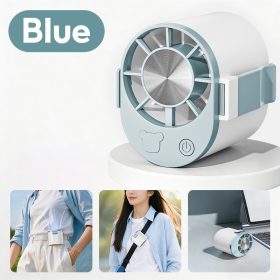 Portable outdoor waist-mounted fan waist clip fan multi-functional USB mini fan for Outdoor Commuting - Blue