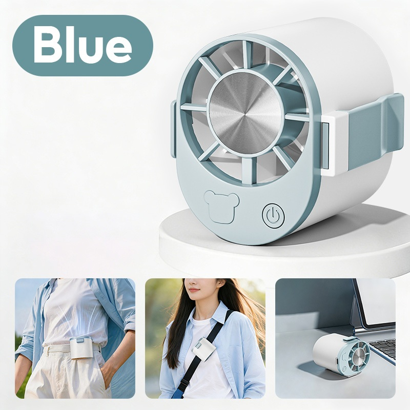 Portable outdoor waist-mounted fan waist clip fan multi-functional USB mini fan for Outdoor Commuting - Blue - Image 1