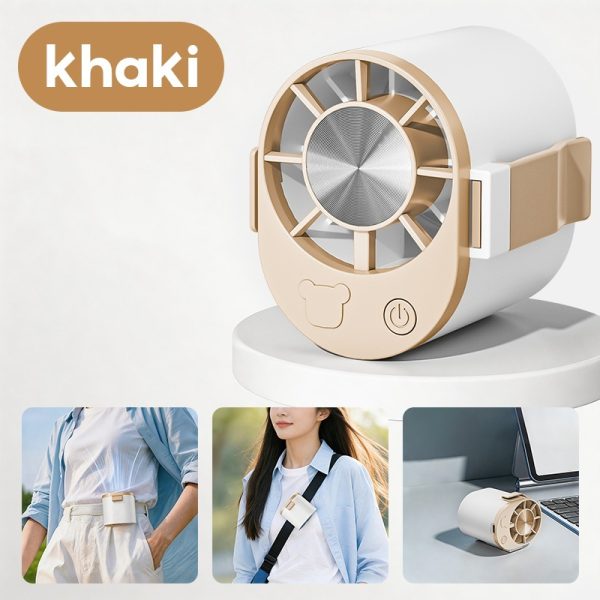 Portable outdoor waist-mounted fan waist clip fan multi-functional USB mini fan for Outdoor Commuting - Khaki