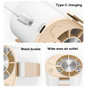 Portable outdoor waist-mounted fan waist clip fan multi-functional USB mini fan for Outdoor Commuting - Khaki - Image 4
