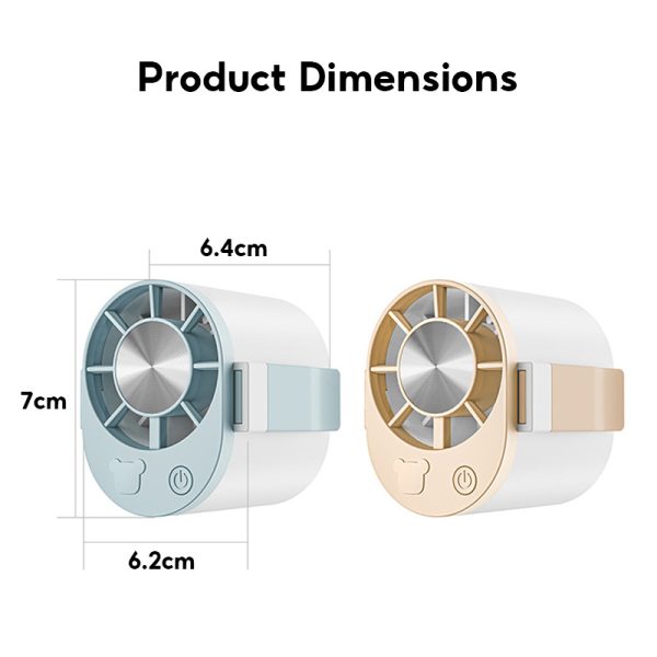 Portable outdoor waist-mounted fan waist clip fan multi-functional USB mini fan for Outdoor Commuting - Khaki