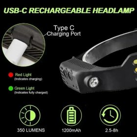Multifunction Headlamp LED Sensor Headlight Flexible Flashlight Rechargeable Outdoor Waterproof - 1 White Light - Image 5