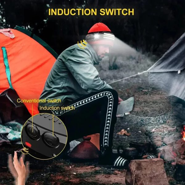Multifunction Headlamp LED Sensor Headlight Flexible Flashlight Rechargeable Outdoor Waterproof - 1 White Light