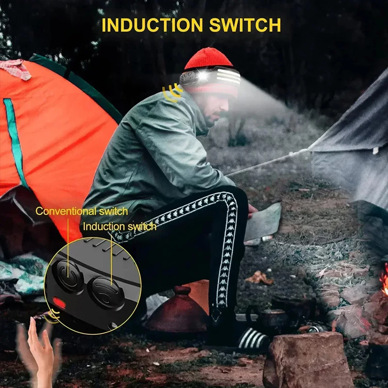 Multifunction Headlamp LED Sensor Headlight Flexible Flashlight Rechargeable Outdoor Waterproof - 1 White Light - Image 8