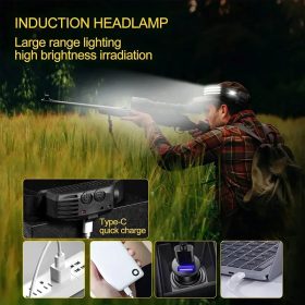 Multifunction Headlamp LED Sensor Headlight Flexible Flashlight Rechargeable Outdoor Waterproof - 1 White Light - Image 9
