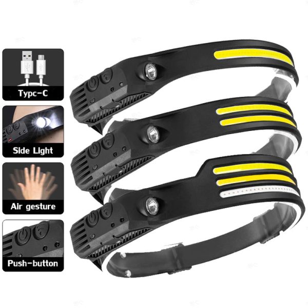 Multifunction Headlamp LED Sensor Headlight Flexible Flashlight Rechargeable Outdoor Waterproof - 1 White Light