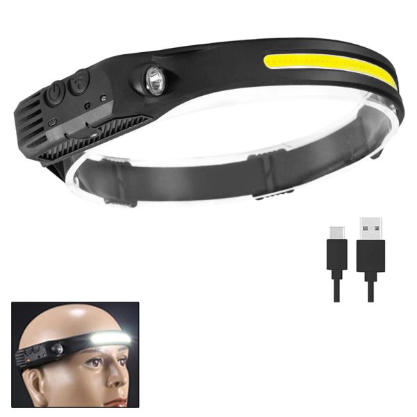 Multifunction Headlamp LED Sensor Headlight Flexible Flashlight Rechargeable Outdoor Waterproof - 1 White Light