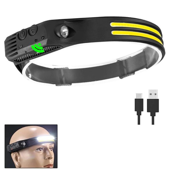 Multifunction Headlamp LED Sensor Headlight Flexible Flashlight Rechargeable Outdoor Waterproof - 2 White Light
