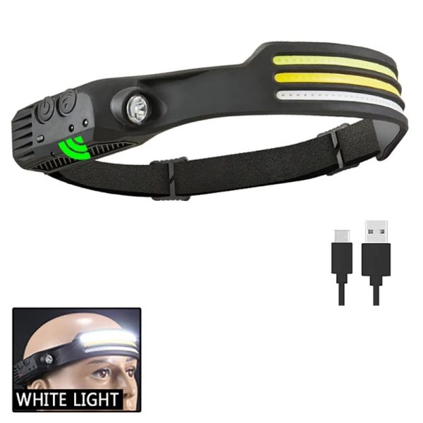 Multifunction Headlamp LED Sensor Headlight Flexible Flashlight Rechargeable Outdoor Waterproof - 3 White Light