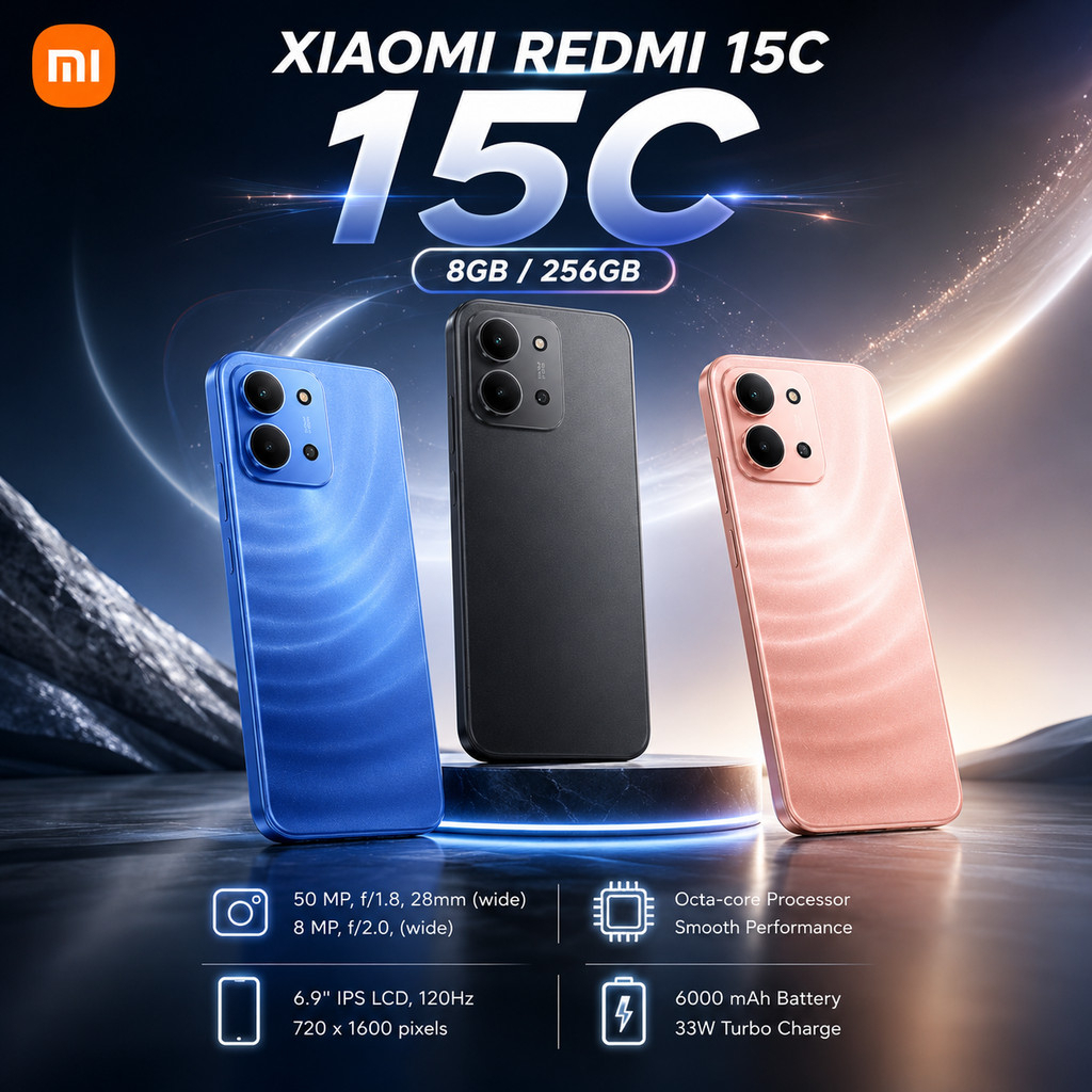 Xiaomi Redmi 15C, 8GB+256GB Smartphone, Large 6.9" Screen, 50MP HD Camera, 33W Quick Charge, Built-in NFC - Twilight Orange - Image 2