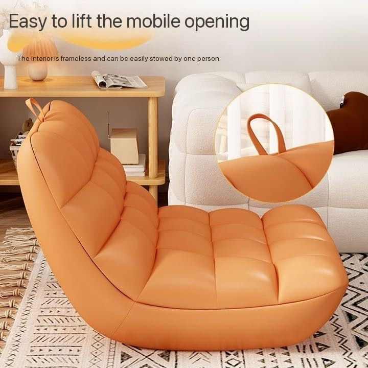 L-Shape Bean Bag Chair Sofa Full Set Filling Durable Soft - Dark Grey - Image 3
