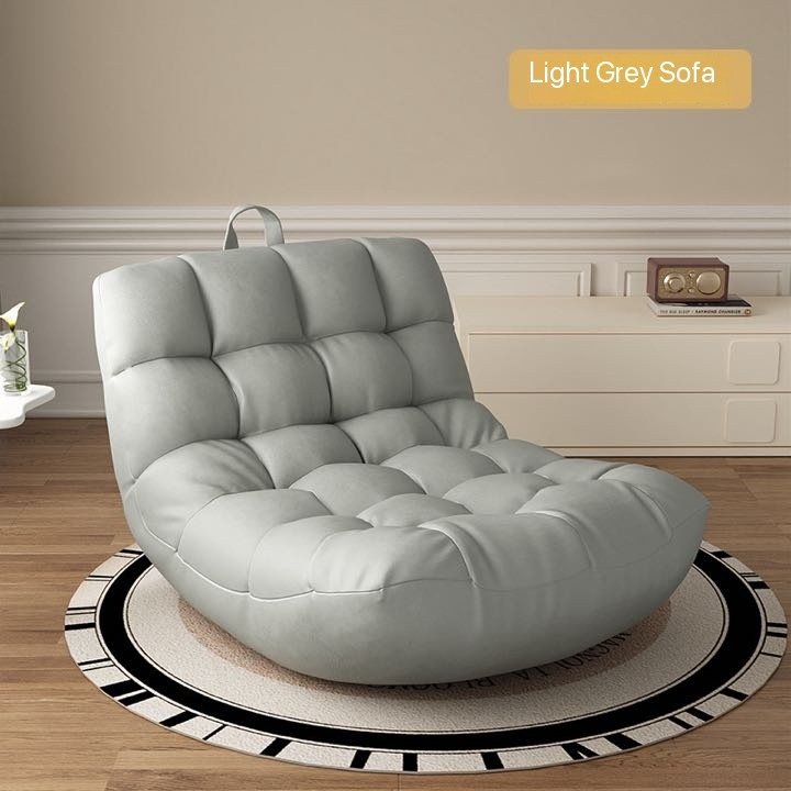 L-Shape Bean Bag Chair Sofa Full Set Filling Durable Soft - Light Grey - Image 1
