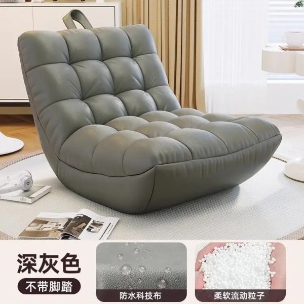 L-Shape Bean Bag Chair Sofa Full Set Filling Durable Soft - Dark Grey