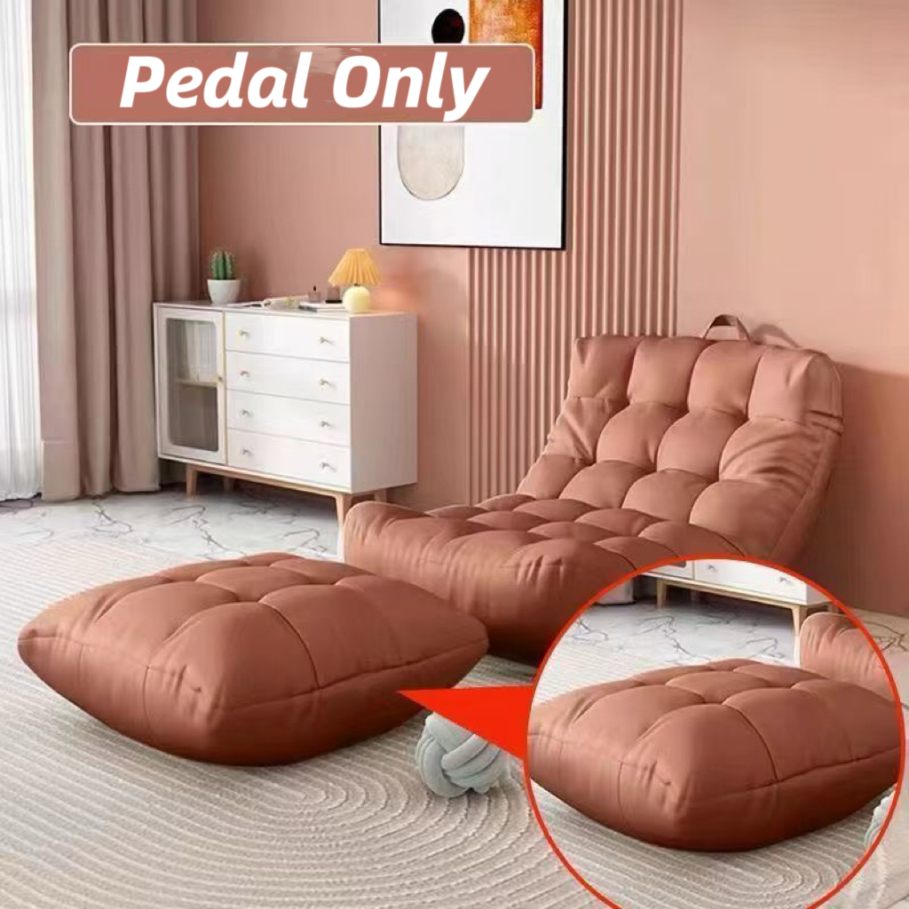 L-Shape Bean Bag Chair Sofa Full Set Filling Durable Soft - Orange Pedal Only (Fabric) - Image 1
