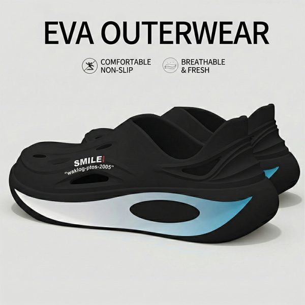 EVA Clogs Ultra Light Comfortable Men Non Slip Beach Sandals Home Shoes Casual Slide - Black