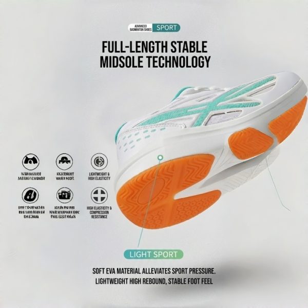 Breathable Badminton Shoes Anti Slip Rebound Sneakers Hard-Wearing Tennis Volleyball For Men Women - Moon