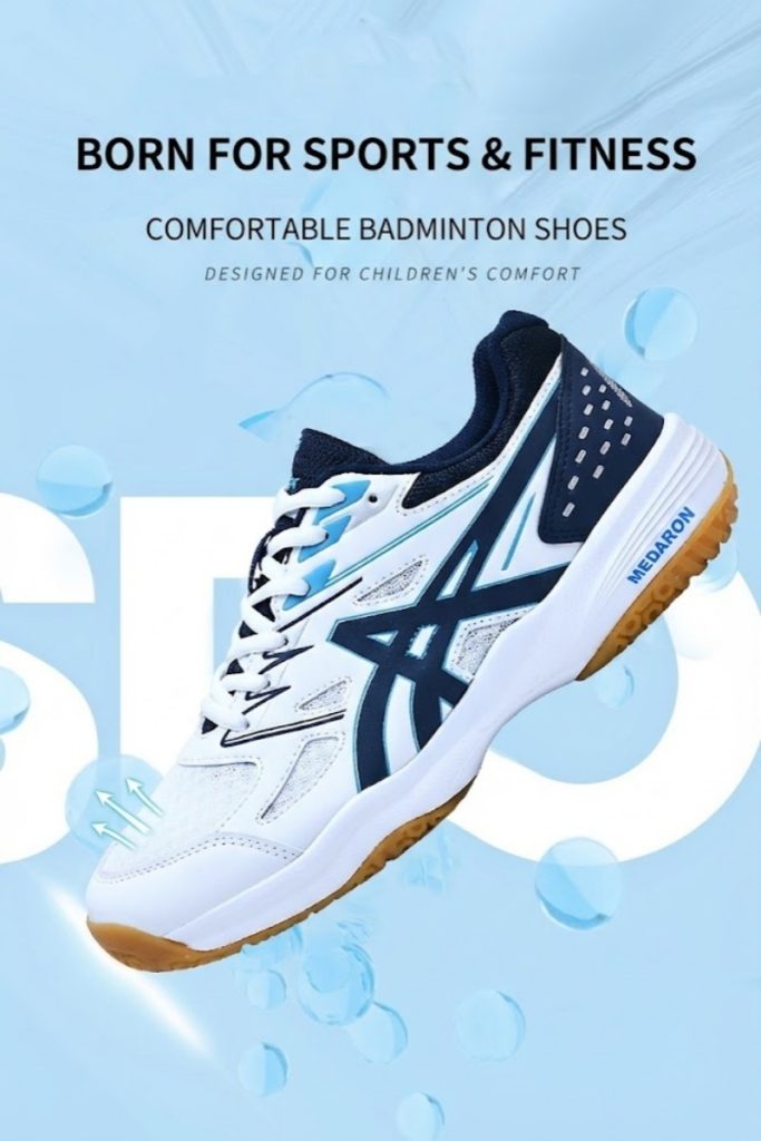 Breathable Badminton Shoes Anti Slip Rebound Sneakers Hard-Wearing Tennis Volleyball For Men Women - Blue