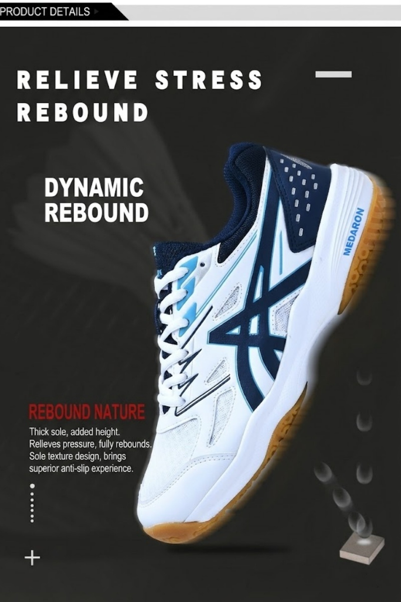 Breathable Badminton Shoes Anti Slip Rebound Sneakers Hard-Wearing Tennis Volleyball For Men Women - Moon - Image 3