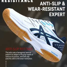 Breathable Badminton Shoes Anti Slip Rebound Sneakers Hard-Wearing Tennis Volleyball For Men Women - Moon - Image 2