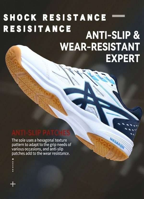 Breathable Badminton Shoes Anti Slip Rebound Sneakers Hard-Wearing Tennis Volleyball For Men Women - Moon